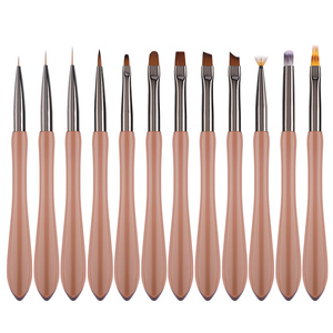 Pinceaux à ongles personnalisés avec manche doré transparent, pour manucure, liner acrylique 3D, gel plat ovale, détails français, peinture, salon, nail art - Product Image 5