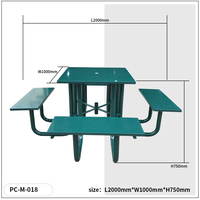 Table et chaises de pique-nique en acier pour l'extérieur, design moderne pour la maison, l'hôpital, le pub, la cour, la salle à manger, l'école, l'hôtel