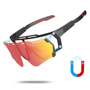 Yijia Optische Custom Big Frame Fietszonnebril Met Magnetische Lens Tr90 Uv400 Wraparound Zonnebril Voor Mannen Vrouwen Buitenshuis