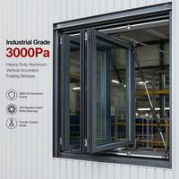 Fenêtre pliante verticale en aluminium conforme à la norme australienne AS2047, double vitrage, verre à haute efficacité énergétique, balcon, cuisine, villa, certifiée WERS