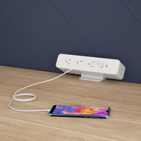 Enchufe de Mesa OMNI con Protección Contra Sobretensiones, con 3 Tomas de Corriente y 3 Puertos USB para Uso en Oficinas y Hospitales