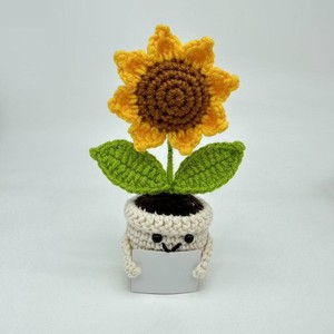 Fiore di Girasole Simulato Intrecciato a Mano in Vaso con Espressioni Divertenti, Decorazione per Regali di Compleanno e Feste - Product Image 5