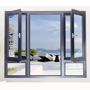 Urricane-ventanas de impacto insonorizadas, vidrio templado de aluminio, ventana abatible