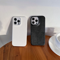 Coque de Téléphone Portable en PU Imprimé Lézard sur Mesure pour iPhone 17 16 15 Pro Max, Demi-pack en Cuir, Protection Tendance