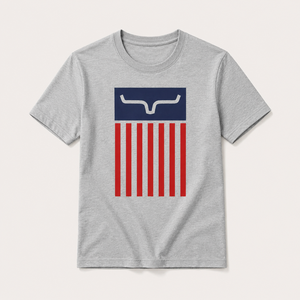 Camiseta de manga corta para hombre con estampado de cabeza de toro y bandera americana, informal, con cuello redondo, de algodón, corte regular - Product Image 4