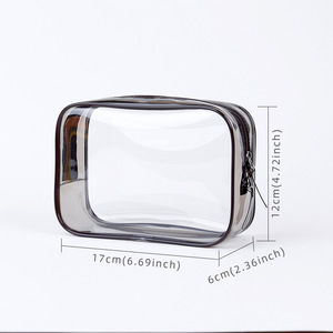 Sac à cosmétiques transparent avec fermeture éclair, petite trousse de maquillage portable pour le voyage, organisateur de beauté en plastique transparent - Product Image 2