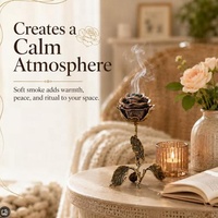 Brûleur d'encens vintage en forme de rose, support d'aromathérapie, décoration florale pour la maison, stylisation de bureau