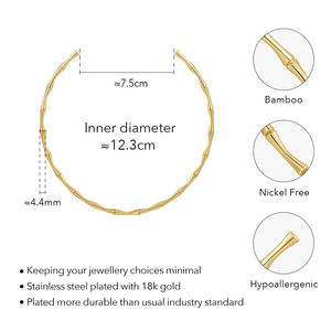 أحدث قلادة مفتوحة للنساء بتصميم الخيزران قابلة للتعديل مطلية بالذهب عيار 18 قيراط من الفولاذ المقاوم للصدأ بالجملة P243465 - Product Image 2