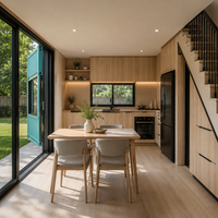 Casa Contenedor de Envío Portátil de Lujo de 40 pies, Azul Aqua, Personalizada, de Dos Pisos, Prefabricada, Modular, con Pared de Vidrio, para Hotel