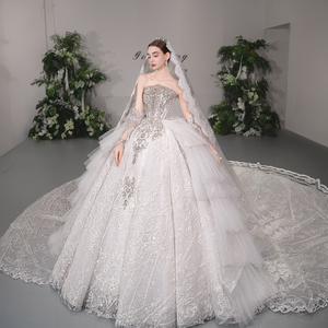 GT144 Modern Premium Luxury Chapel Train Plus Size <b>Wedding</b> Dresses Ball Gown for - Product Image 6