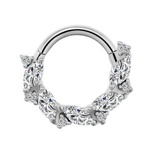 Anneau de nez en acier chirurgical hypoallergénique 316L avec zircon cubique transparent, bijou de mode pour septum et piercings d'oreille - Product Image 4