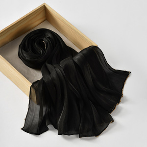 Écharpe longue en <span class=keywords><strong>soie</strong></span> de Chine unie, rafraîchissante et respirante pour l'été, protection solaire - Product Image 4