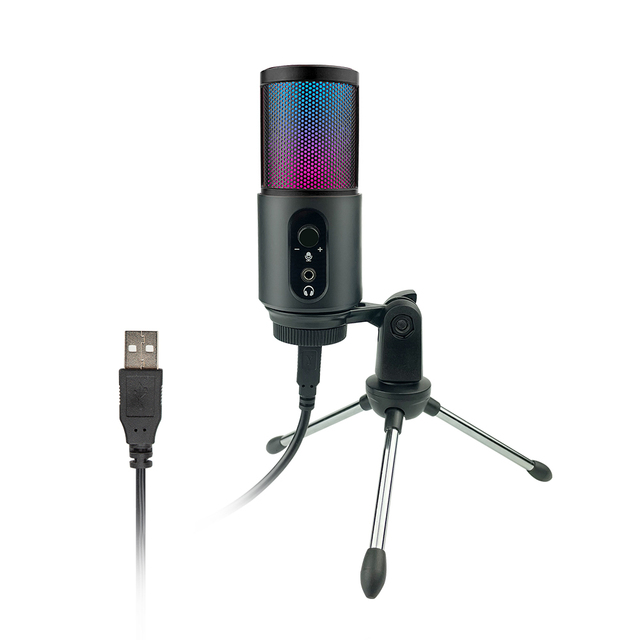 New Model  Desktop Condenser Podcast RGB USB Gaming Microphones for PC Laptop Phone Gamer and Other Electric