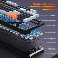 Teclado Mecánico para Juegos RAIKU GK98 de 98 Teclas, Interruptores Azules, Retroiluminación RGB, Cable USB Desmontable para PC y Esports
