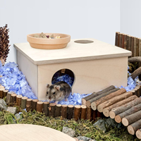 Rumah Hamster Kayu Alami Multi Ruangan Model Labirin, Kotak Sarang Hewan Peliharaan Besar Kecil untuk Gerbil Tikus Hamster Suriah