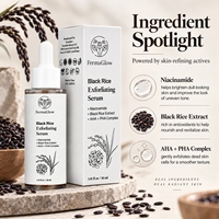 Sérum Visage Éclaircissant et Lissant au Riz Noir Fermenté, Niacinamide, AHA, BHA, Huile Nettoyante Pores, Équilibrant et Rénovateur Cutané