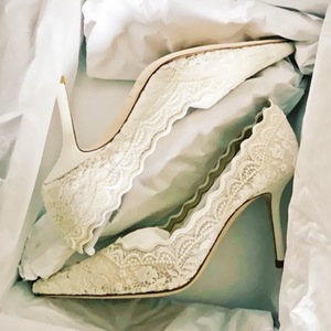 6CM/8CM/10CM Ladies Tacon Lace Pumps Women Wedding <b>White</b> High <b>Heels</b> for Women - Product Image 1