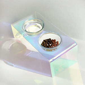Holografik akrilik köpek kase ekran standı için özel akrilik hayvan mama kabı standı akrilik Pet besleyici ev - Product Image 1