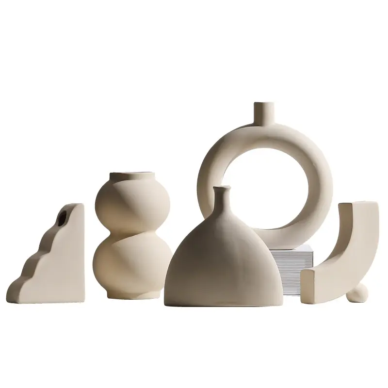 Nordic Simple Ceramic Vase Decoration Dry Flower Arrangement Creative Art Vase for Living Room TV Cabinet Desktop Decoration