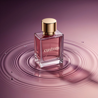 Flacon de parfum rose carré à fond épais avec boîte d'emballage personnalisable avec logo