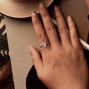 Hochwertige vergoldete Edelstein Großhandel Ringe Sterling Silber Schmuck Bling Fancy Blue <span class=keywords><strong>Promise</strong></span> Frauen Glas Stern Ring - Product Image 2