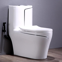 Vasque de toilette monobloc en céramique de luxe moderne, noire et dorée, à poser au sol, avec abattant lent, pour salle de bain de villa
