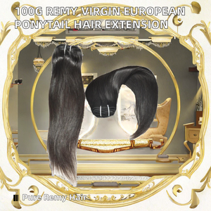 Venta al por mayor de fábrica: Cola de caballo de cabello humano virgen brasileño Remy sin procesar, doblemente estirado, rizado kinky, 100g, 20 pulgadas, en stock, envío inmediato. - Product Image 2