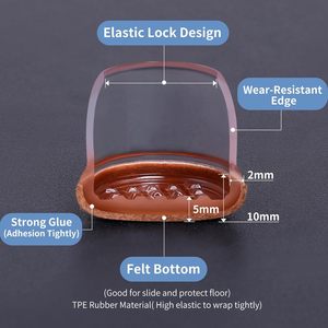 Protège-pieds de chaise ronds élastiques écologiques transparents + noirs, larges, modernes et simples, housses de protection pour chaises - Product Image 2