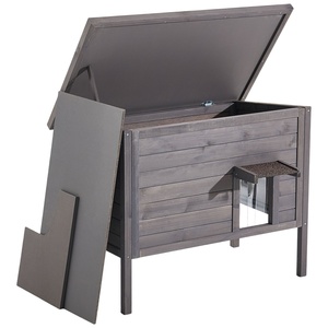 Maison pour chat en bois résistante aux intempéries pour l'extérieur, 27 pouces, vente en gros - Product Image 1