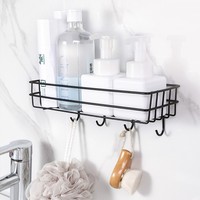 Étagère d'angle en métal en fer Étagères d'organisation de salle de bain Étagères de douche avec savon pour montage mural sans perçage Stockage de caddie de douche