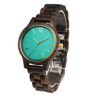 Set perhiasan wanita jam tangan dial merah jam tangan berlian Anting Set hadiah jam tangan kayu kustom kuarsa mewah