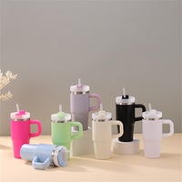 Vaso Infantil Personalizado con Logotipo, de Acero Inoxidable Aislado al Vacío, de 14 oz, Mini Portátil, con Asa, Pajita y Tapa Abatible, para Viajes y Campamentos