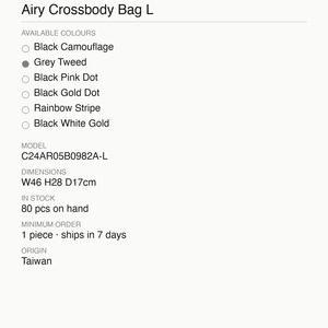 Crossbody <b>Bag</b> Recycled Polyester Fabric CIPU Airy L 46x28cm <b>Women</b> In Stock Taiwan - Product Image 5