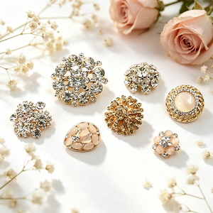Multi‑Style Rhinestone Crystal Shank <b>Buttons</b> Flower Heart Shape Decorative Sew‑on <b>Buttons</b> For Wedding Dress Garment Ornament - Product Image 2