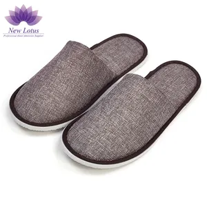 Wholesale SPA Disposable Hotel Washable Closed Toe Linen Slipper Made In China