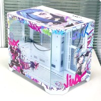 LOL Jinx Runaway Loli Anime Coque d'ordinateur personnalisée Full Side Verre trempé Vue sur mer Chambre ATX/M-ATX Mid-Tower PC Alliage d'aluminium