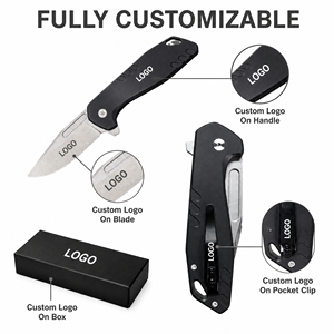 Couteau pliant en gros, lame en acier 8Cr13MoV, manche en aluminium avec clip de poche et trou pour cordon, pour la défense personnelle en extérieur, OEM - Product Image 5