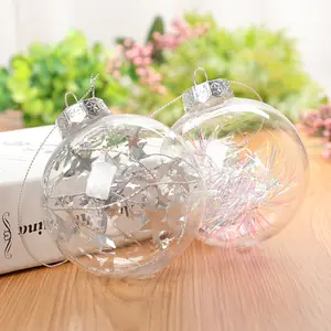 Pingente de cristal transparente, decorações de natal transparentes de plástico acrílico