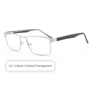 Klassiek Ontwerp Rechthoek Mannen Metalen Optische Brillen