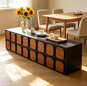 Mueble de Almacenamiento Moderno de Mediados de Siglo con Puertas de Madera para Sala de Estar - Product Image 6