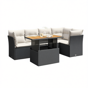 Conjunto de Sofás de Jardín de Mimbre Sintético, 6 Plazas, Muebles de Exterior Resistentes a la Intemperie, Diseño Contemporáneo para Jardín - Product Image 1