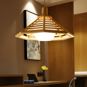 Lámpara Colgante de Techo Estilo Pagoda de Madera, LED E26, 3500K, Luz Blanca Cálida, para Sala de Estar, Tamaño Grande, Control Remoto, Altura Ajustable - Product Image 2