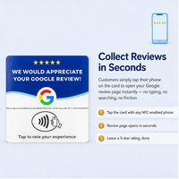 Carte NFC carrée en PVC pour avis Google, impression couleur personnalisée, avec code QR pour avis de table de restaurant