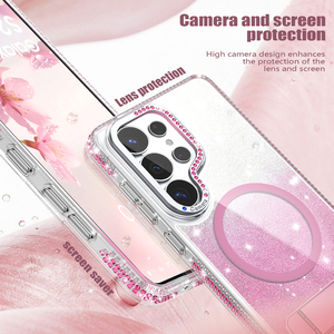 Coque <span class=keywords><strong>de</strong></span> téléphone pour Samsung S26 Ultra avec support magnétique intégré, antichoc, design diamant scintillant, compatible Samsung S25 S24 S23 Ultra - Product Image 2