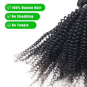 شعر منغولي 8 بوصة-30 بوصة ، 3 سي ، خصلات أفرو كينكي ، ماكينة دول سوداء طبيعية ، لون لحمة - Product Image 4