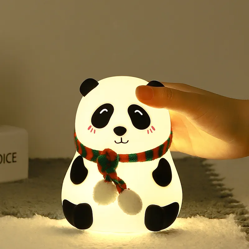 Lampe led en forme de Panda coloré en silicone, rechargeable par usb, design dessin animé, luminaire décoratif d'intérieur, idéal pour une table de chevet