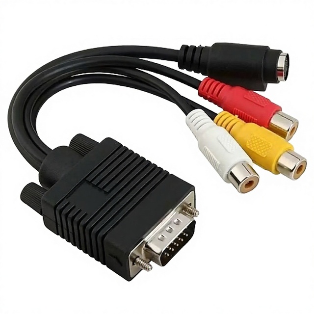 DAJIANG OEM Customized PVC Jacket Braid Shielded VGA to S-Video AV Male-Female RCA Converter Adapter Cable for Computer