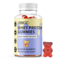 Gummies protéinés végétaliens de haute qualité à marque privée OEM, gummies protéinés à la créatine, favorisent l'énergie et la croissance musculaire