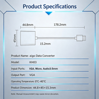 Adaptateur d'entrée VGA vers sortie, synchronisation audio et alimentation Micro USB, vidéo Full HD pour présentation en classe