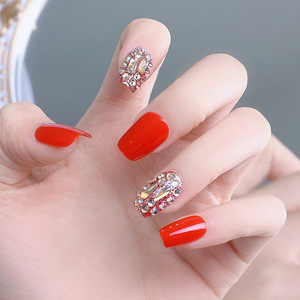 Uñas Postizas Hechas a Mano para Boda <span class=keywords><strong>2023</strong></span>, Novedad, Uñas Festivas Rojas, Año Nuevo, Navidad, Uñas de Novia, Pegatinas para Uñas, Tulipán - Product Image 4